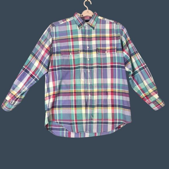 Polo Ralph Lauren Men M Shirt Plaid Multicolor Button Down Casual Mid Weight VTG - Picture 2 of 10